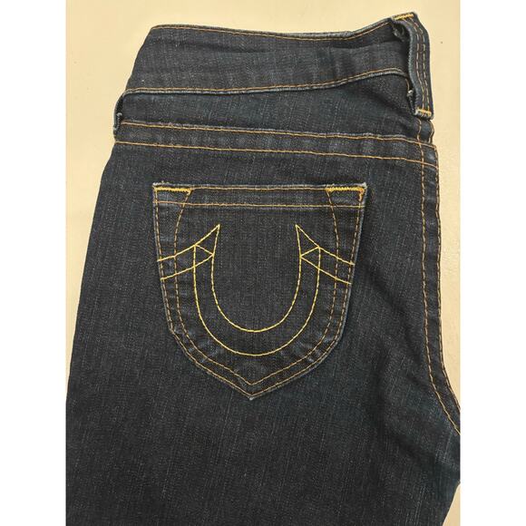 True Religion Jeans Women 29 Dark Wash Bootcut Low Mid Rise blokette y2k western - Picture 2 of 11
